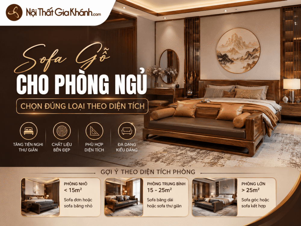 Sofa Gỗ Cho Phòng Ngủ: Chọn Đúng Loại Theo Diện Tích