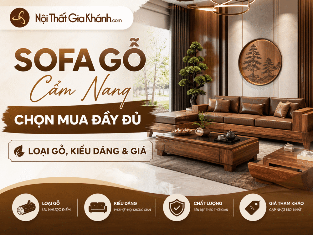Sofa Gỗ: Cẩm Nang Chọn Mua Đầy Đủ — Loại Gỗ, Kiểu Dáng & Giá 2026