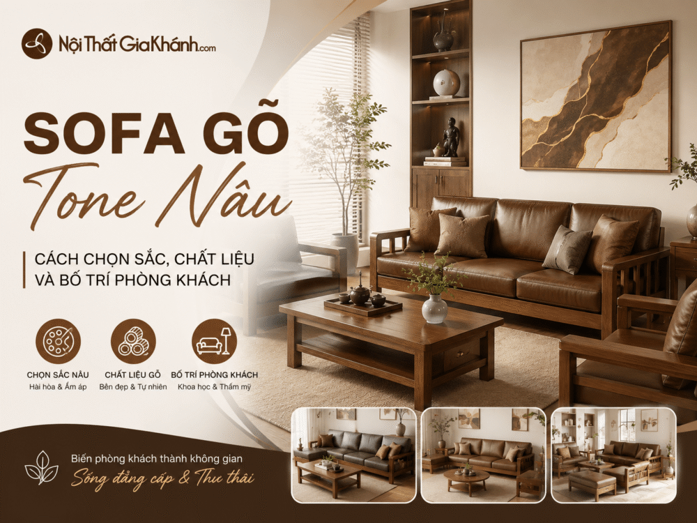 Sofa Gỗ Tone Nâu: Cách Chọn Sắc, Chất Liệu Và Bố Trí Phòng Khách