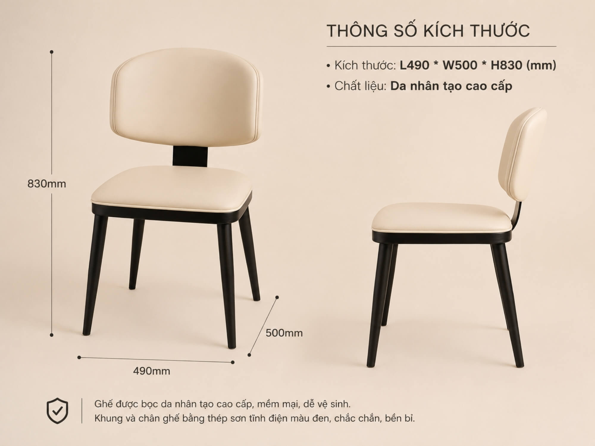Ghế Ăn BERGEN - Ghế Ăn Bọc Da Cho Phòng Ăn Hiện Đại GA537 - Ảnh 8
