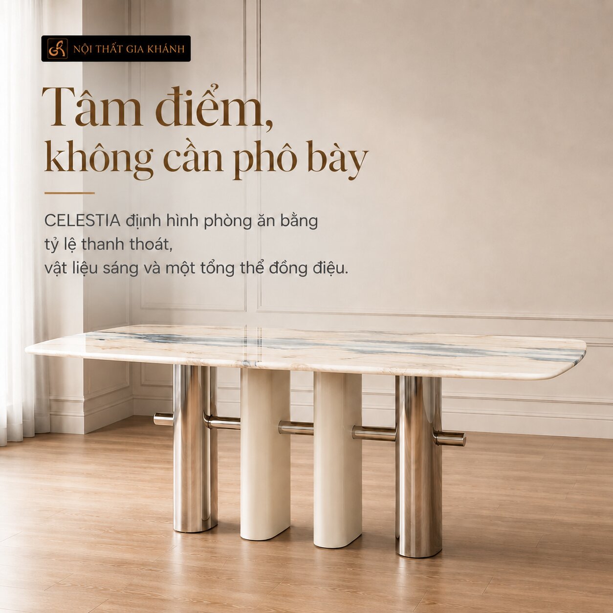 Bàn Ăn CELESTIA - Bàn Ăn Mặt Đá Tinh Thể 1m6 Phong Cách Hiện Đại BAC14-16