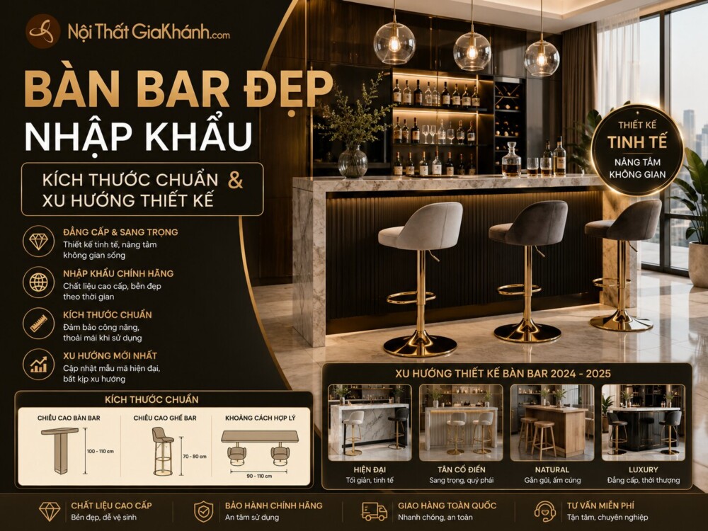 Bàn Bar Đẹp Nhập Khẩu: Kích Thước Chuẩn & Xu Hướng Thiết Kế