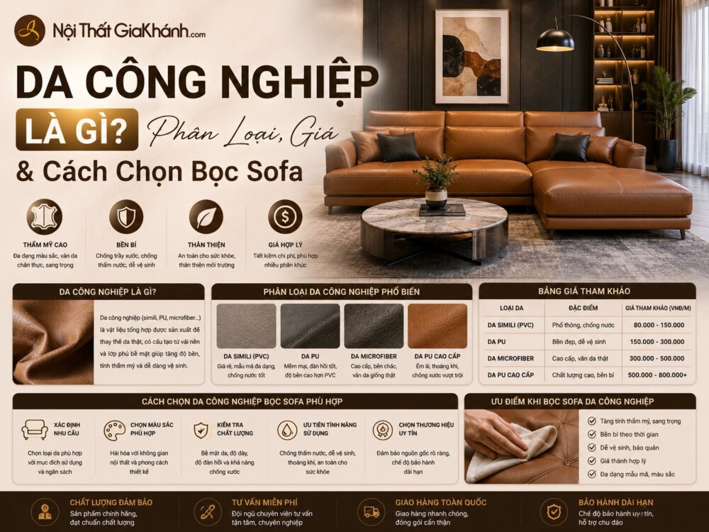 Da Công Nghiệp Là Gì? Phân Loại, Giá & Cách Chọn Bọc Sofa 2026