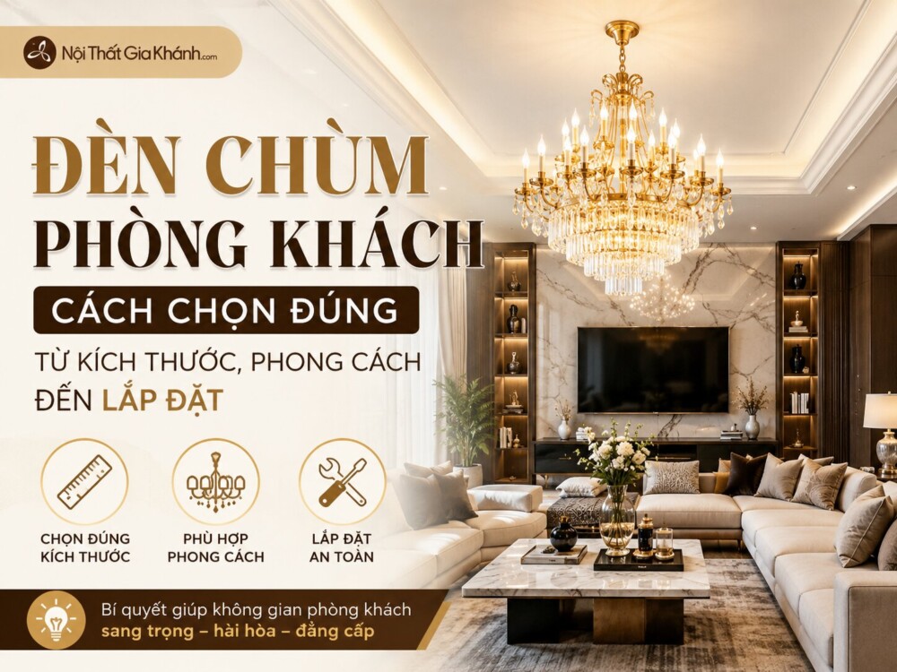 Đèn Chùm Phòng Khách: Cách Chọn Đúng Từ Kích Thước, Phong Cách Đến Lắp Đặt