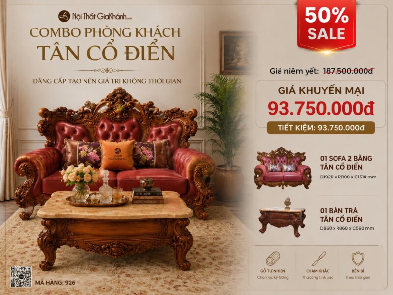 Combo Phòng Khách IMPERIAL ROSE Tân Cổ Điển GA65