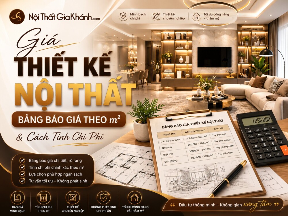 Giá Thiết Kế Nội Thất 2026: Bảng Báo Giá Theo m² & Cách Tính Chi Phí