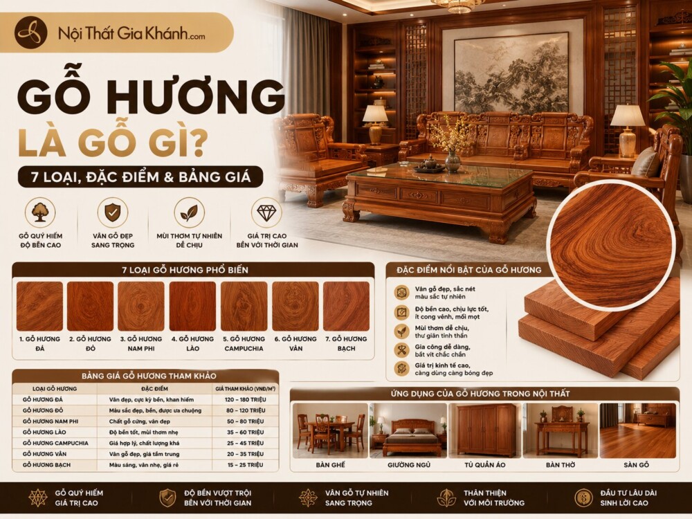 Gỗ Hương Là Gỗ Gì? 7 Loại, Đặc Điểm & Bảng Giá