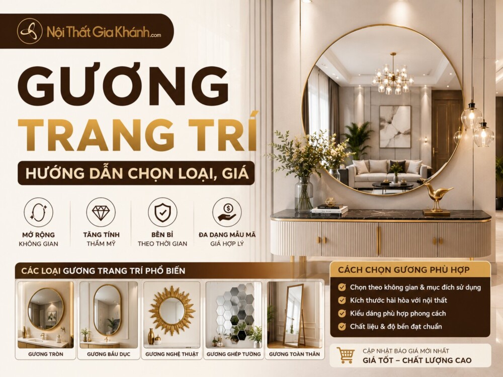 Gương Trang Trí: Hướng Dẫn Chọn Loại, Giá