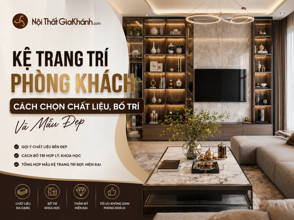 Kệ Trang Trí Phòng Khách: Cách Chọn Chất Liệu, Bố Trí Và Mẫu Đẹp 2026