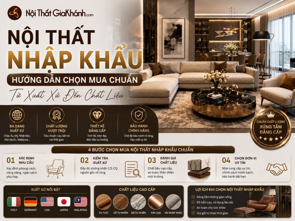 Nội Thất Nhập Khẩu: Hướng Dẫn Chọn Mua Chuẩn Từ Xuất Xứ Đến Chất Liệu