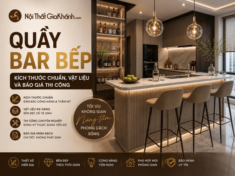 Quầy Bar Bếp: Kích Thước Chuẩn, Vật Liệu Và Báo Giá Thi Công