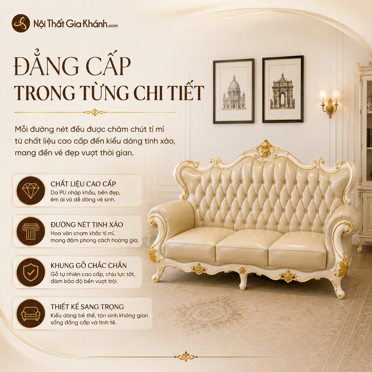 Sofa VALERION Phong Cách Tân Cổ Điển Hoàng Gia SB912-123
