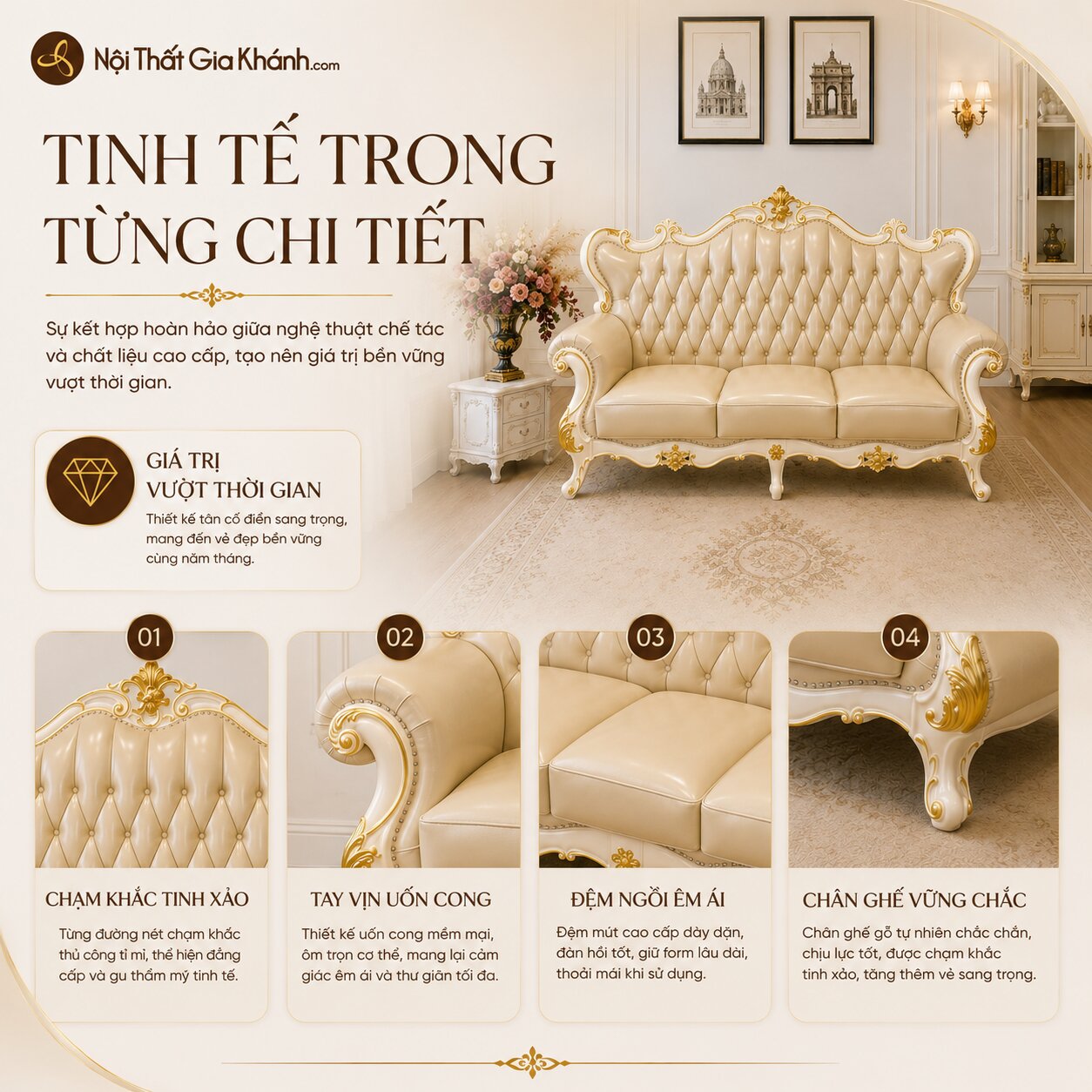Sofa VALERION Phong Cách Tân Cổ Điển Hoàng Gia SB912-123

