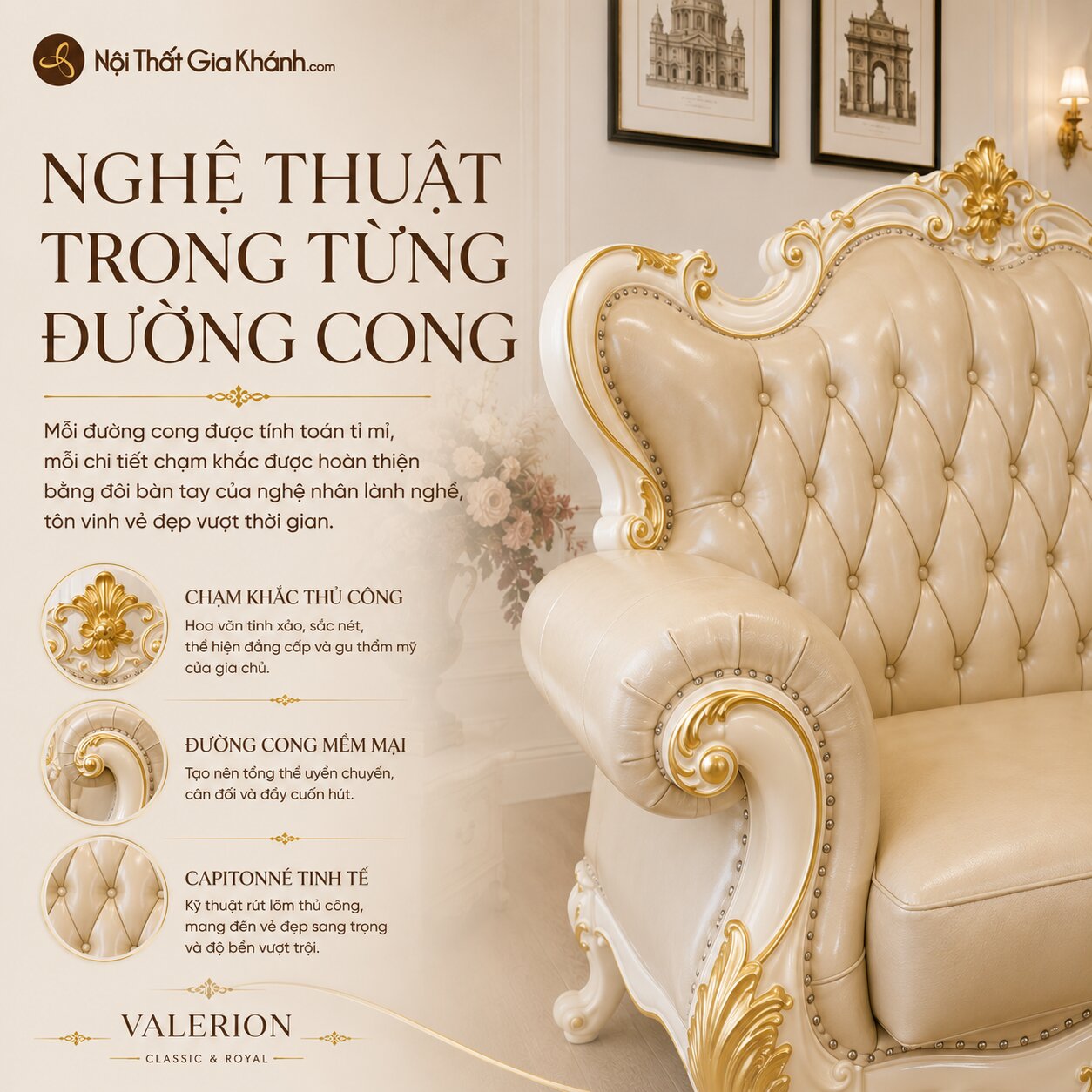 Sofa VALERION Phong Cách Tân Cổ Điển Hoàng Gia SB912-123
