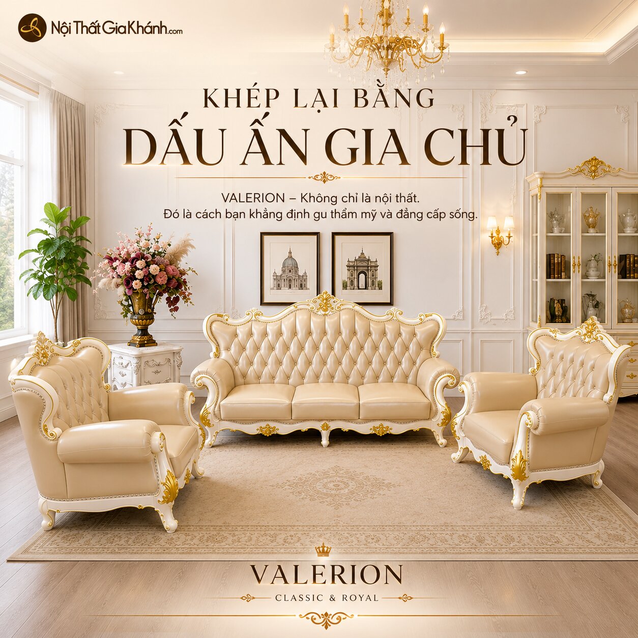 Sofa VALERION Phong Cách Tân Cổ Điển Hoàng Gia SB912-123
