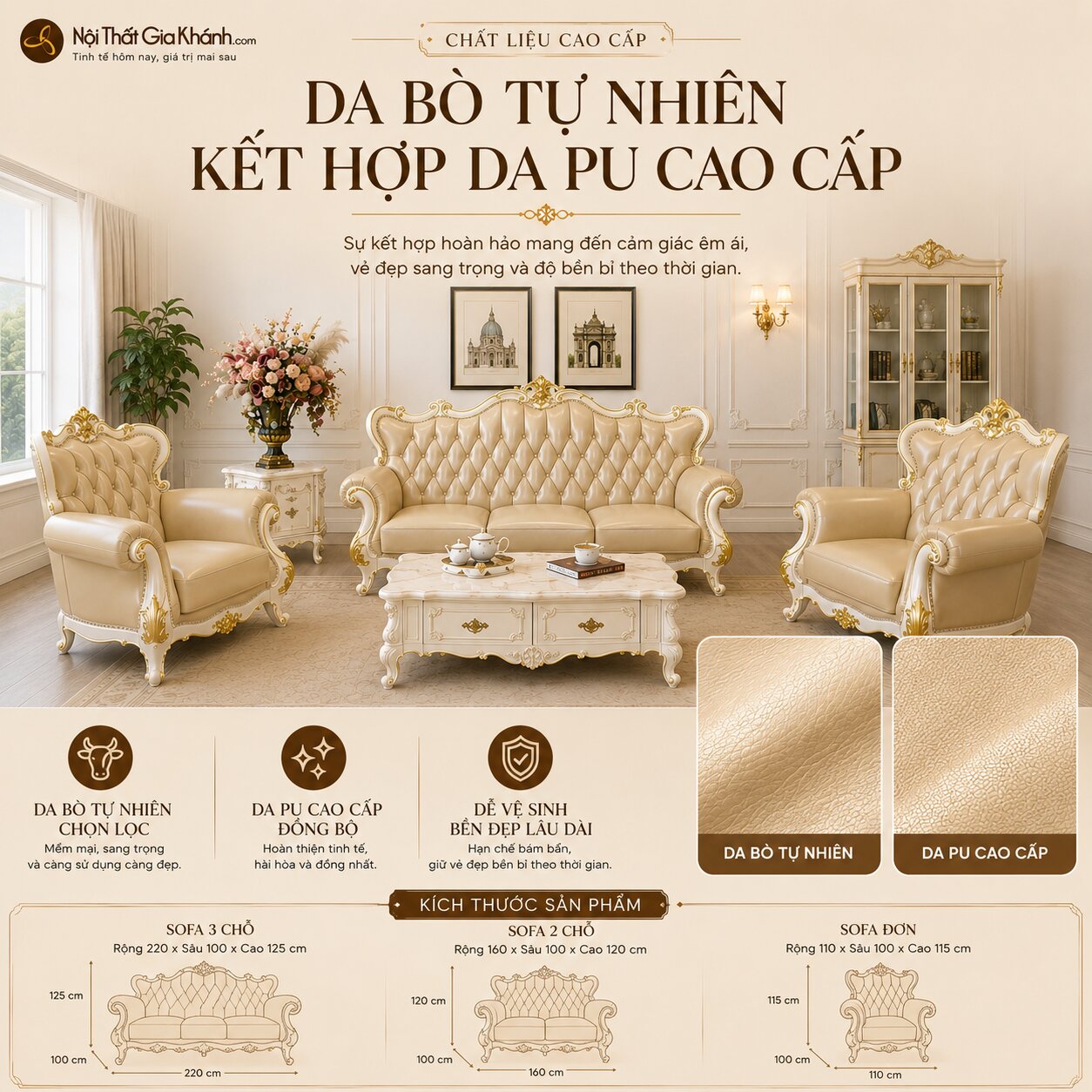 Sofa VALERION Phong Cách Tân Cổ Điển Hoàng Gia SB912-123