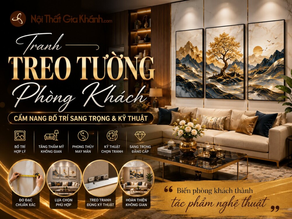 Tranh Treo Tường Phòng Khách: Cẩm Nang Bố Trí Sang Trọng & Kỹ Thuật