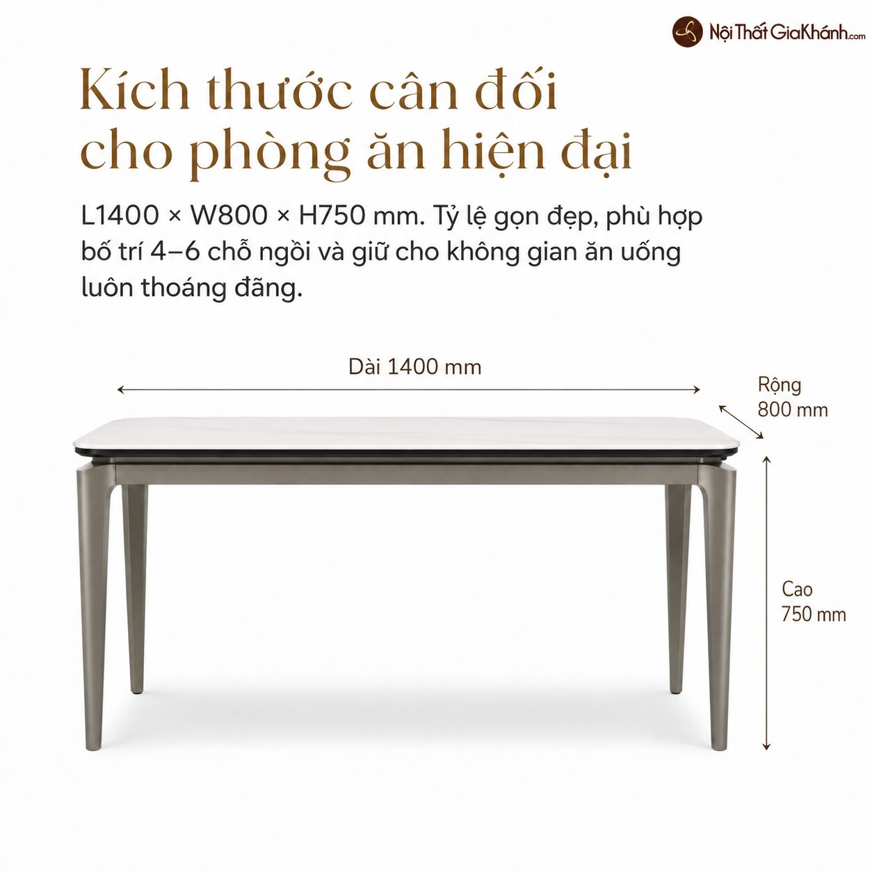Bàn Ăn AUREN - Bàn Ăn Mặt Đá 1m4 Nhỏ Gọn BAT9872-14