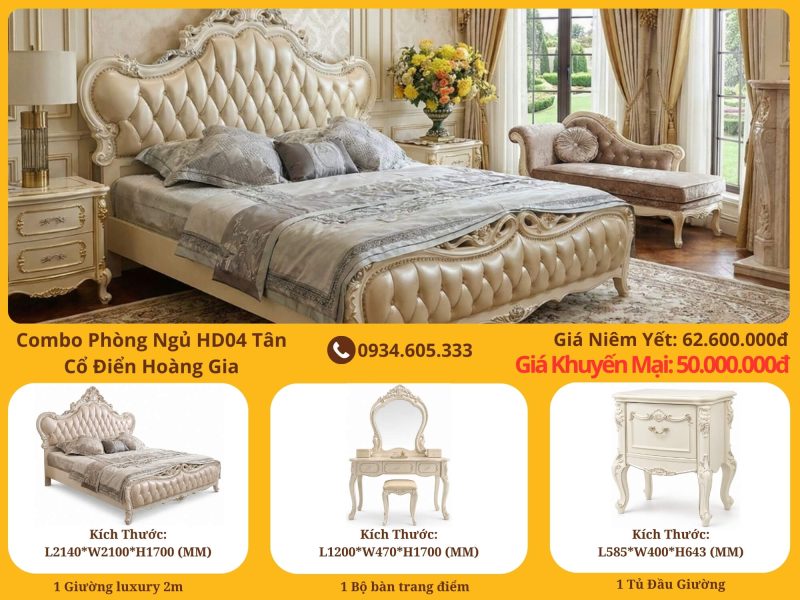 Combo Bộ Phòng Ngủ Tân Cổ Điển Luxury HD04