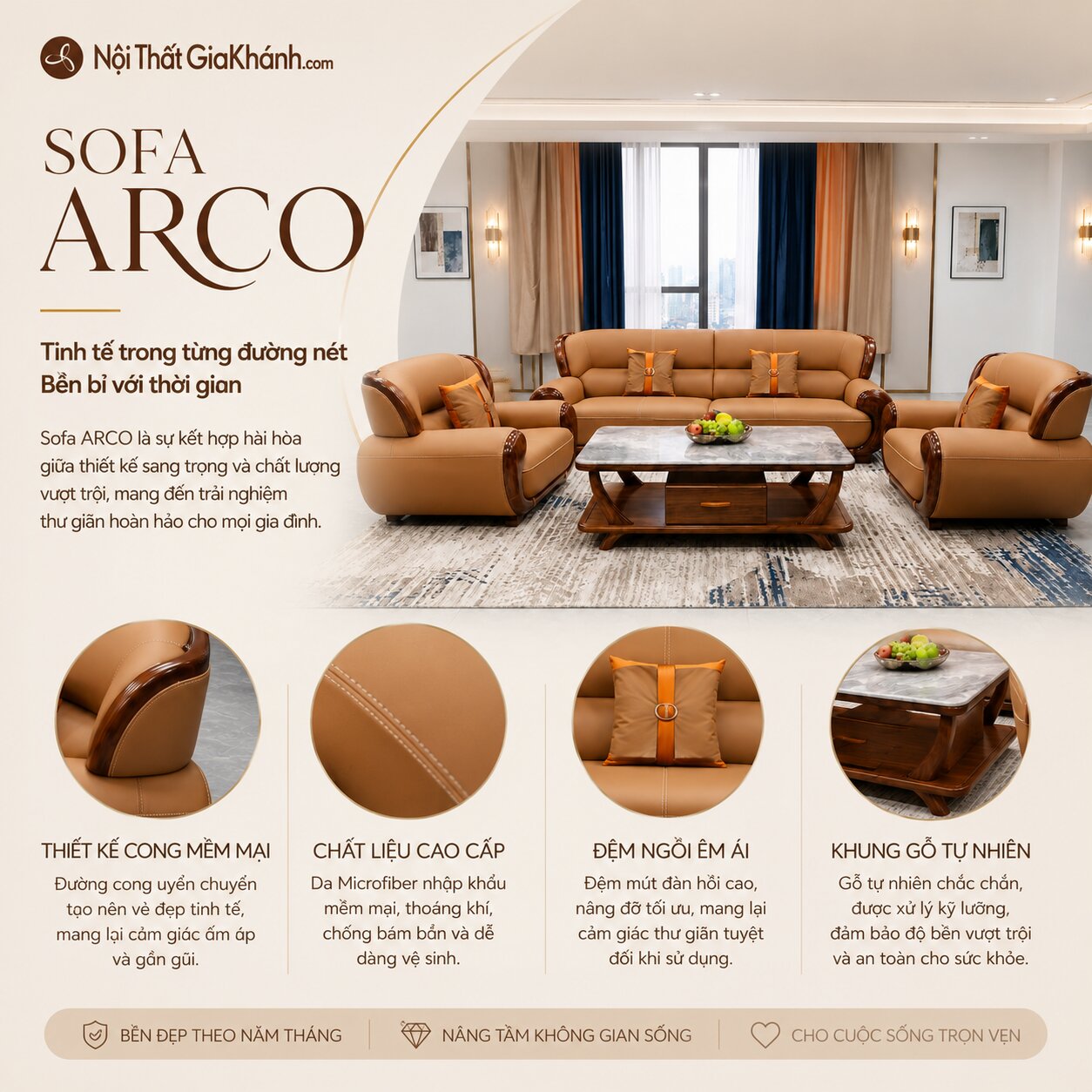 Bộ Sofa ARCO - Sofa Gỗ Mun Sang Trọng SBF311-114
