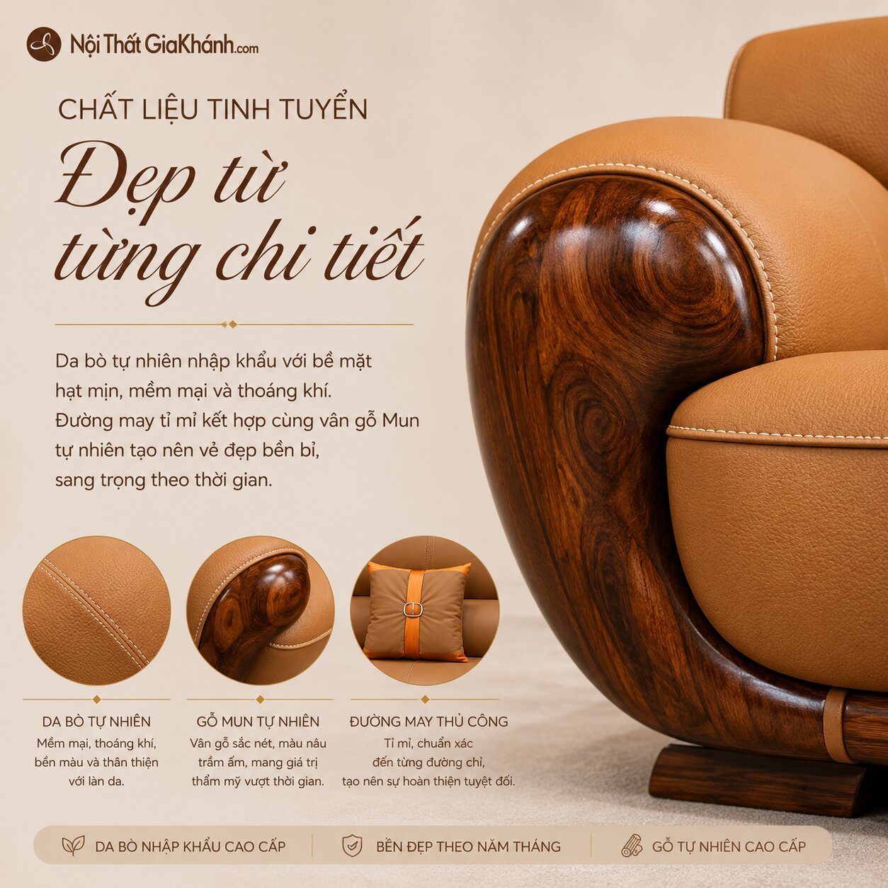 Bộ Sofa ARCO - Sofa Gỗ Mun Sang Trọng SBF311-114