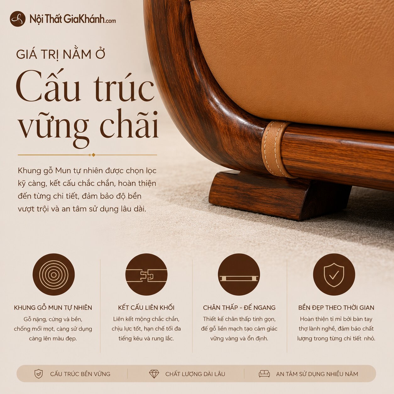 Bộ Sofa ARCO - Sofa Gỗ Mun Sang Trọng SBF311-114