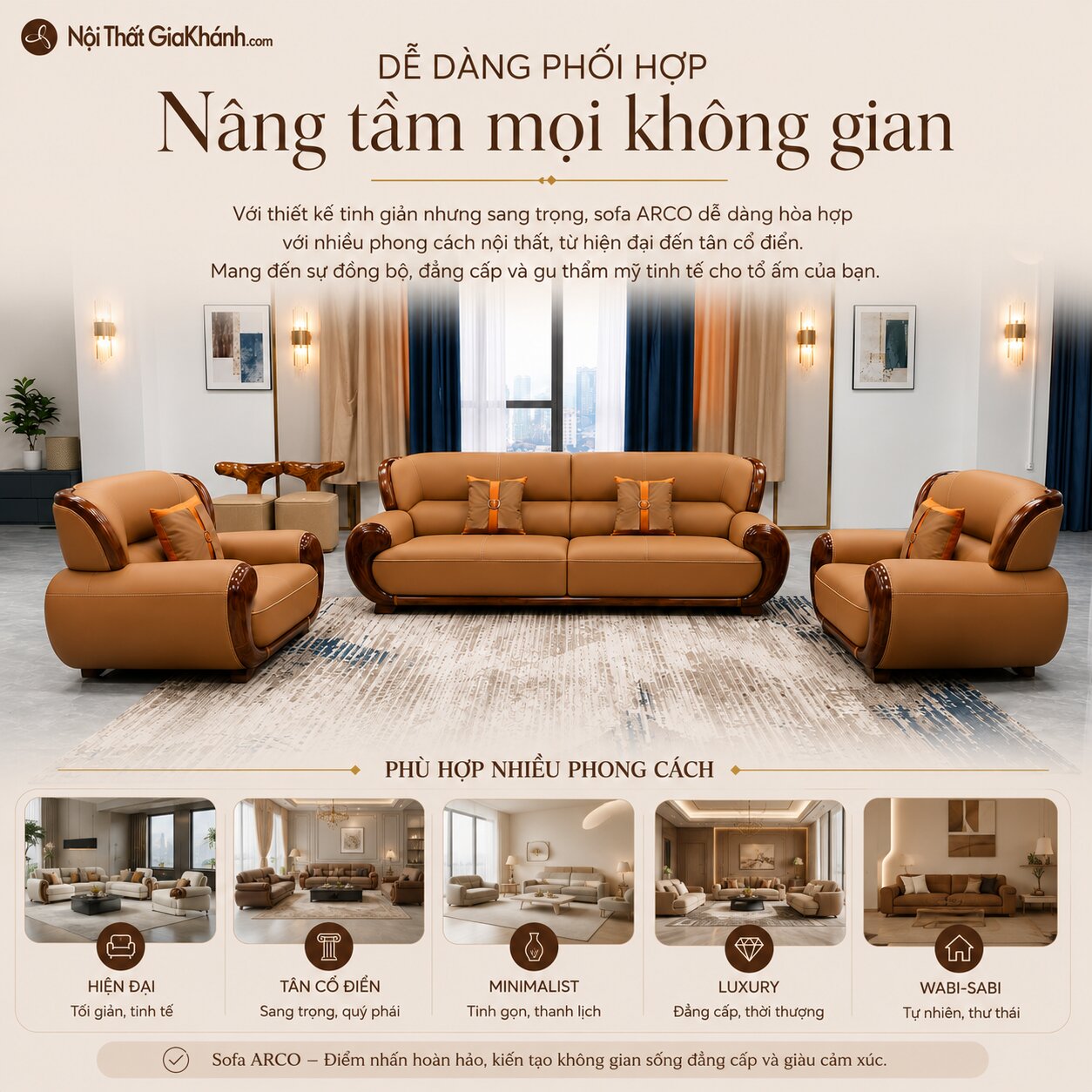 Bộ Sofa ARCO - Sofa Gỗ Mun Sang Trọng SBF311-114