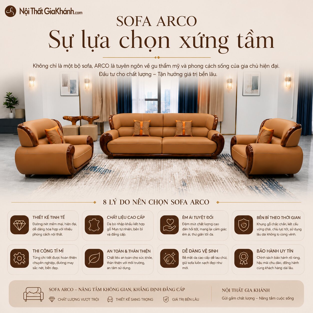 Bộ Sofa ARCO - Sofa Gỗ Mun Sang Trọng SBF311-114