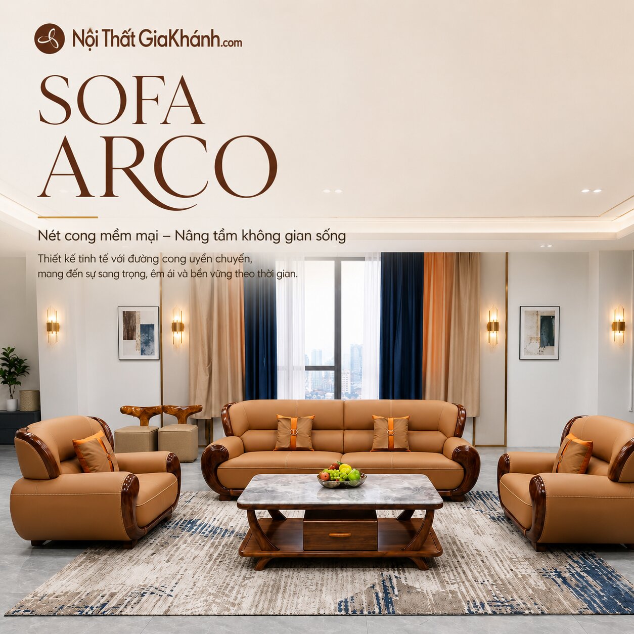 Bộ Sofa ARCO - Sofa Gỗ Mun Sang Trọng SBF311-114