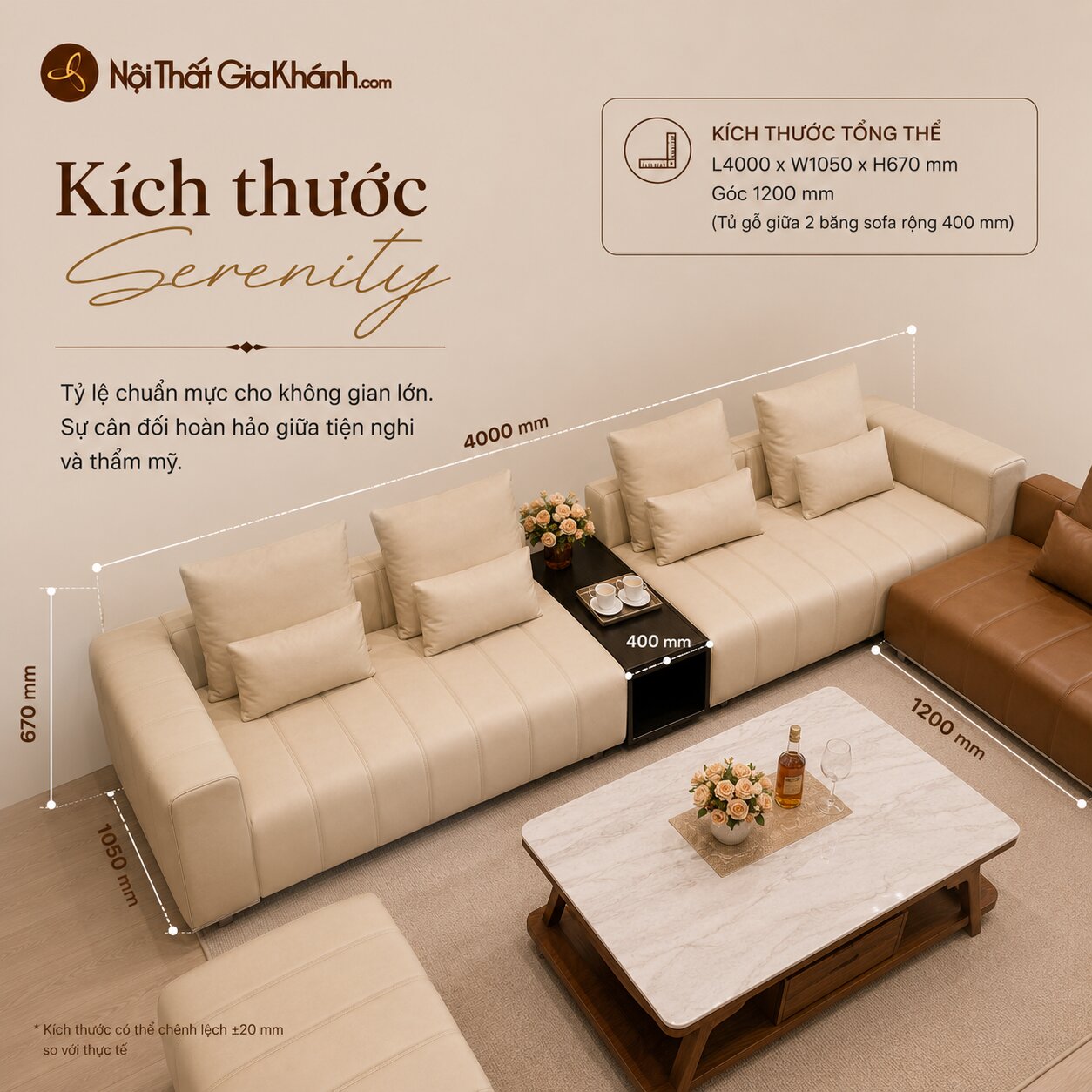 Sofa SERENITY - Sofa Hiện Đại Luxury Cho Phòng Khách Sang Trọng SBH361