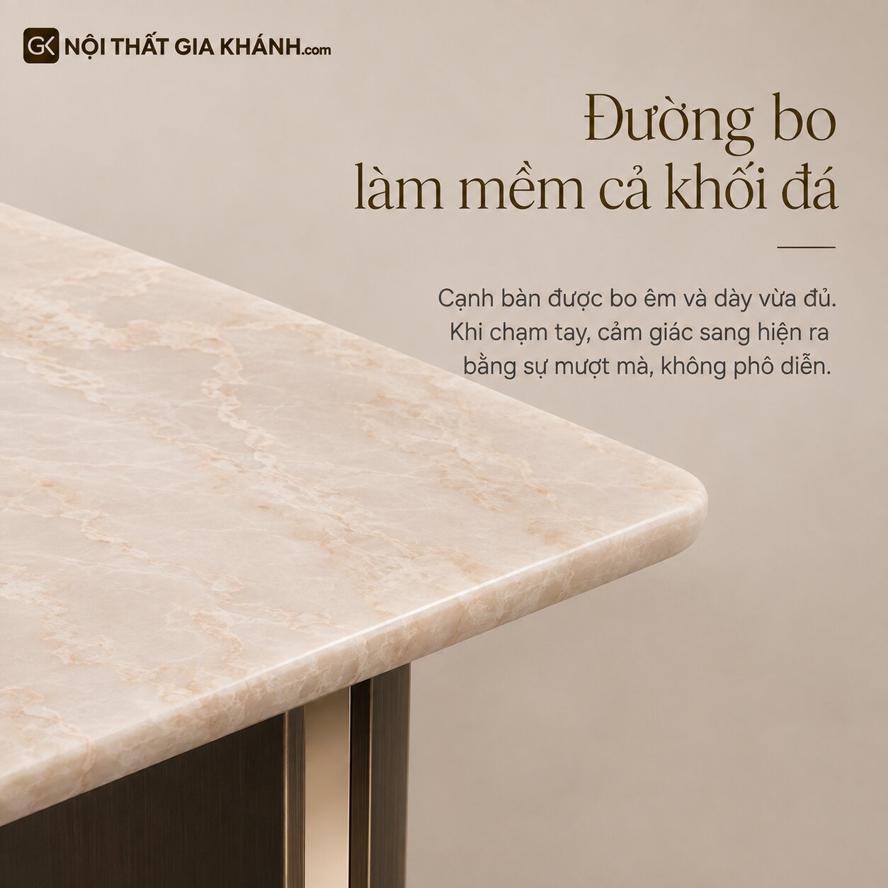 Bàn Ăn AURELIS - Bàn Ăn Hiện Đại 2m Mặt Đá Hồng Fendi Tự Nhiên BA816