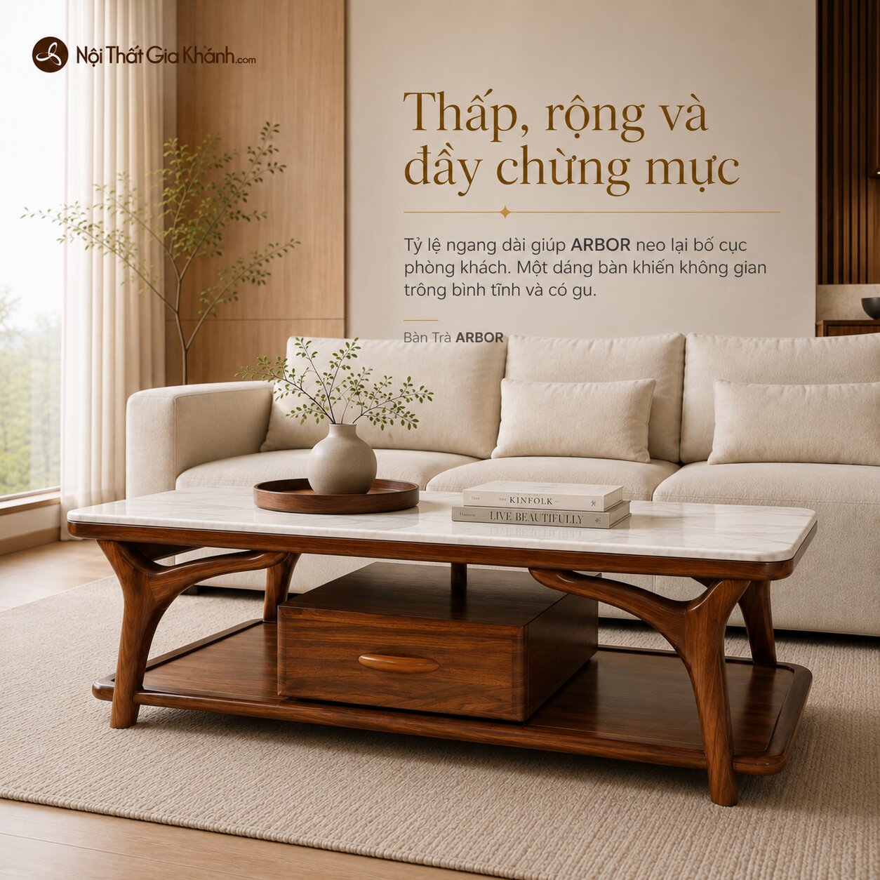 Bàn Trà ARBOR - Bàn Sofa Gỗ Mun Hiện Đại Nhập Khẩu BT1707