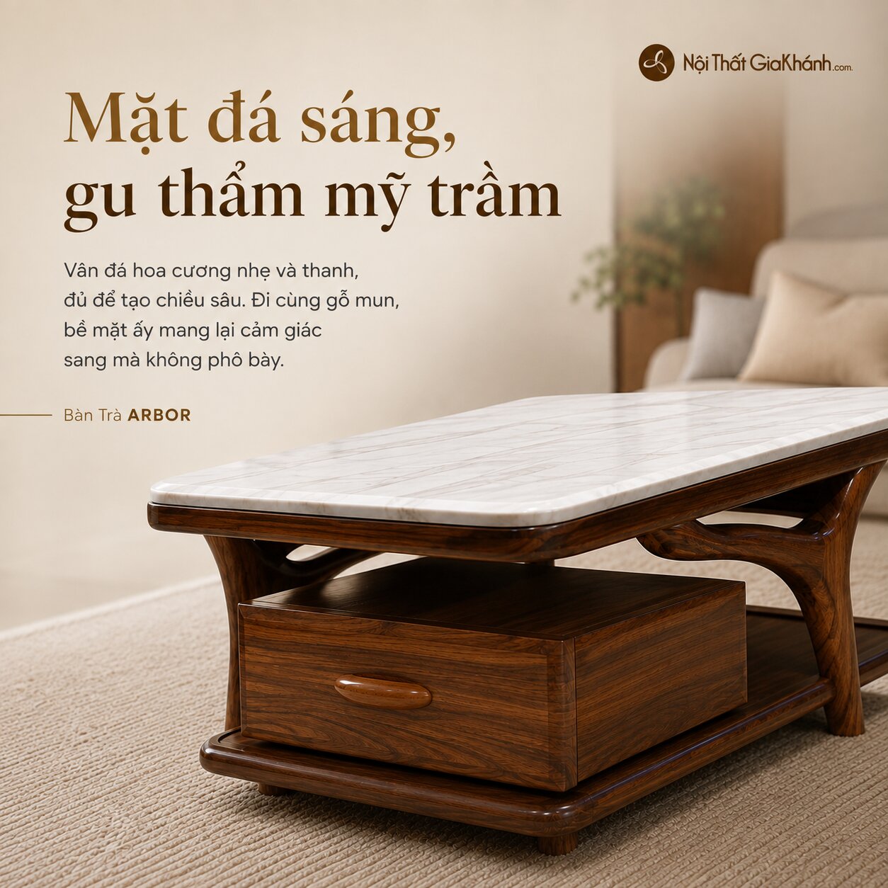 Bàn Trà ARBOR - Bàn Sofa Gỗ Mun Hiện Đại Nhập Khẩu BT1707