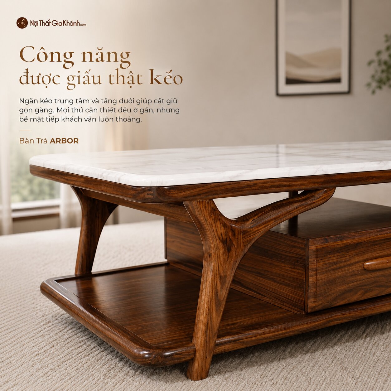 Bàn Trà ARBOR - Bàn Sofa Gỗ Mun Hiện Đại Nhập Khẩu BT1707