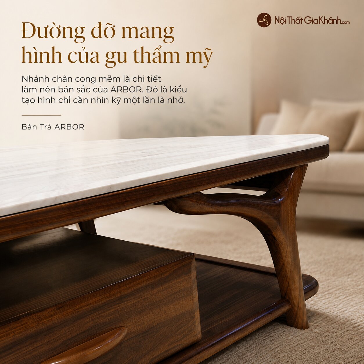 Bàn Trà ARBOR - Bàn Sofa Gỗ Mun Hiện Đại Nhập Khẩu BT1707