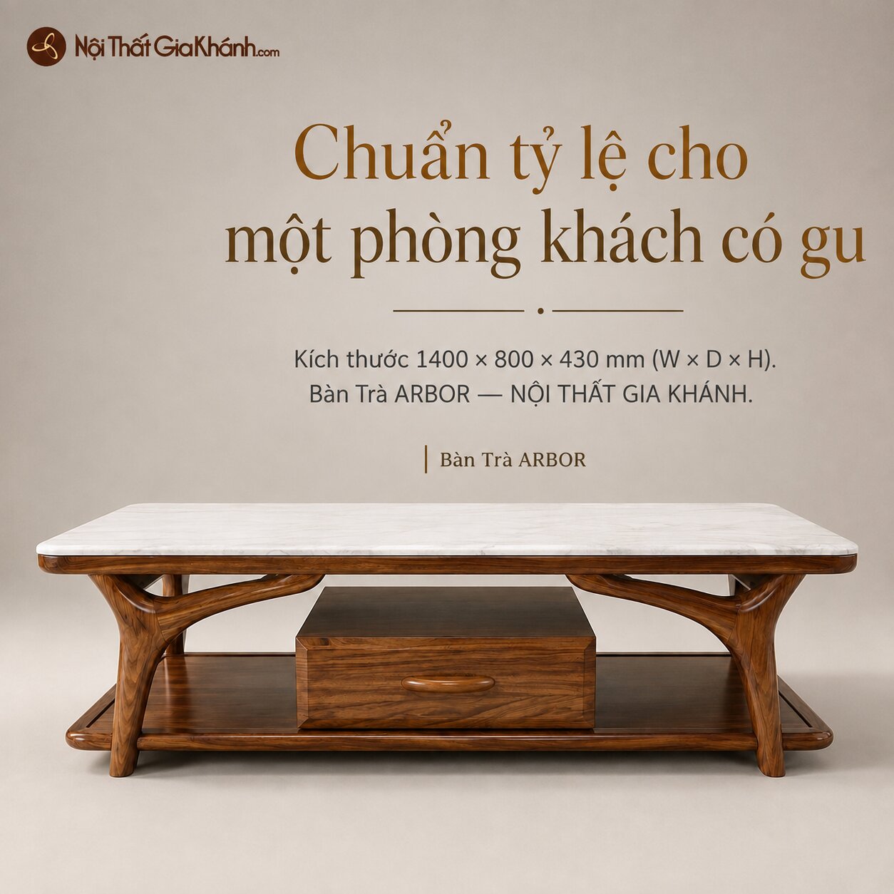 Bàn Trà ARBOR - Bàn Sofa Gỗ Mun Hiện Đại Nhập Khẩu BT1707