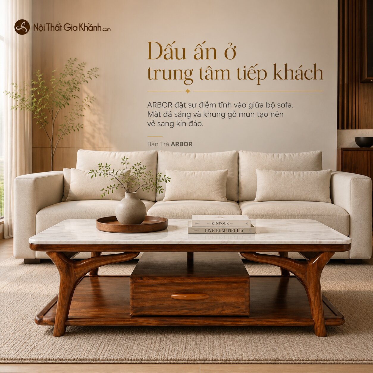 Bàn Trà ARBOR - Bàn Sofa Gỗ Mun Hiện Đại Nhập Khẩu BT1707