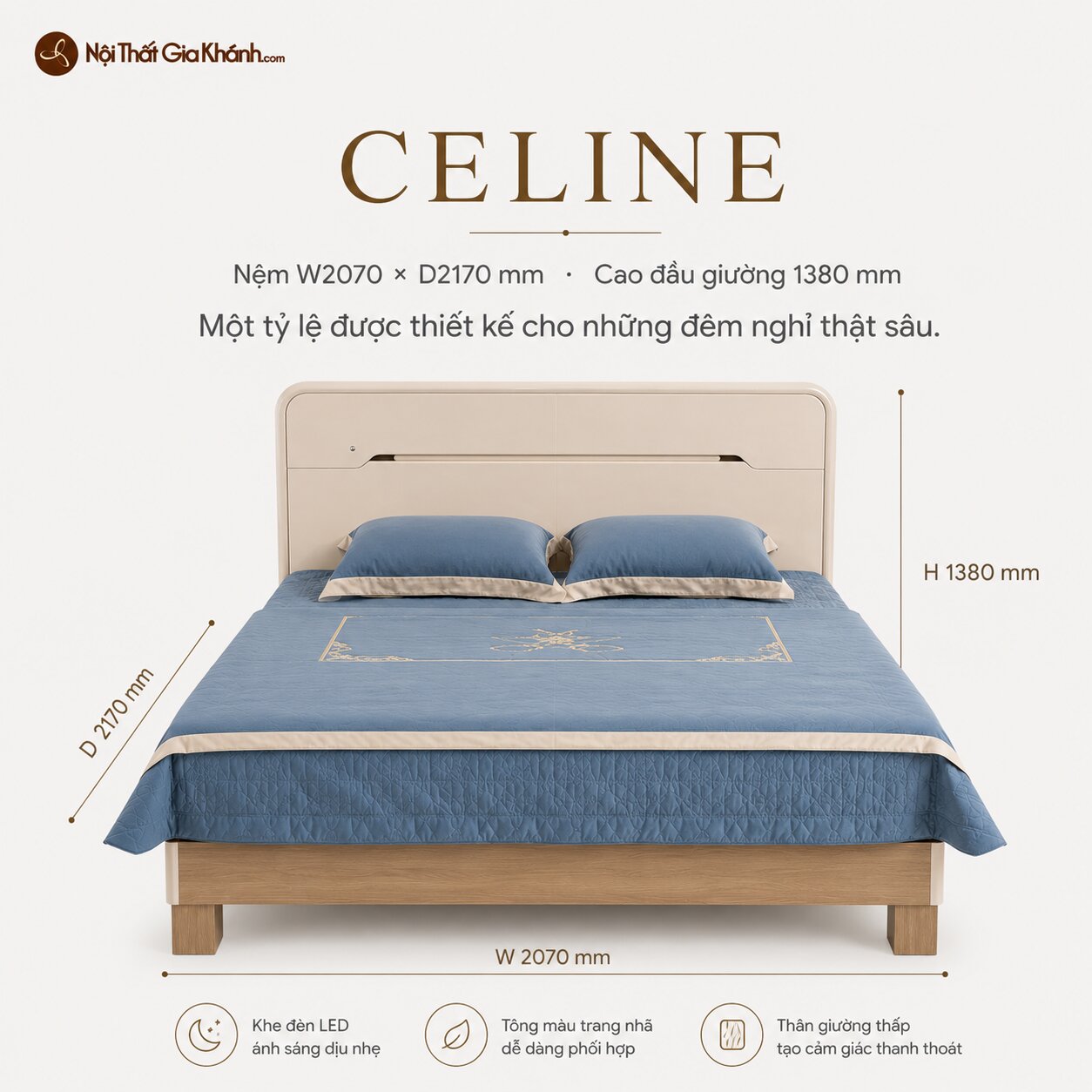 Giường Ngủ CELINE - Giường Ngủ Hiện Đại Phong Cách Bắc Âu GN2A-2