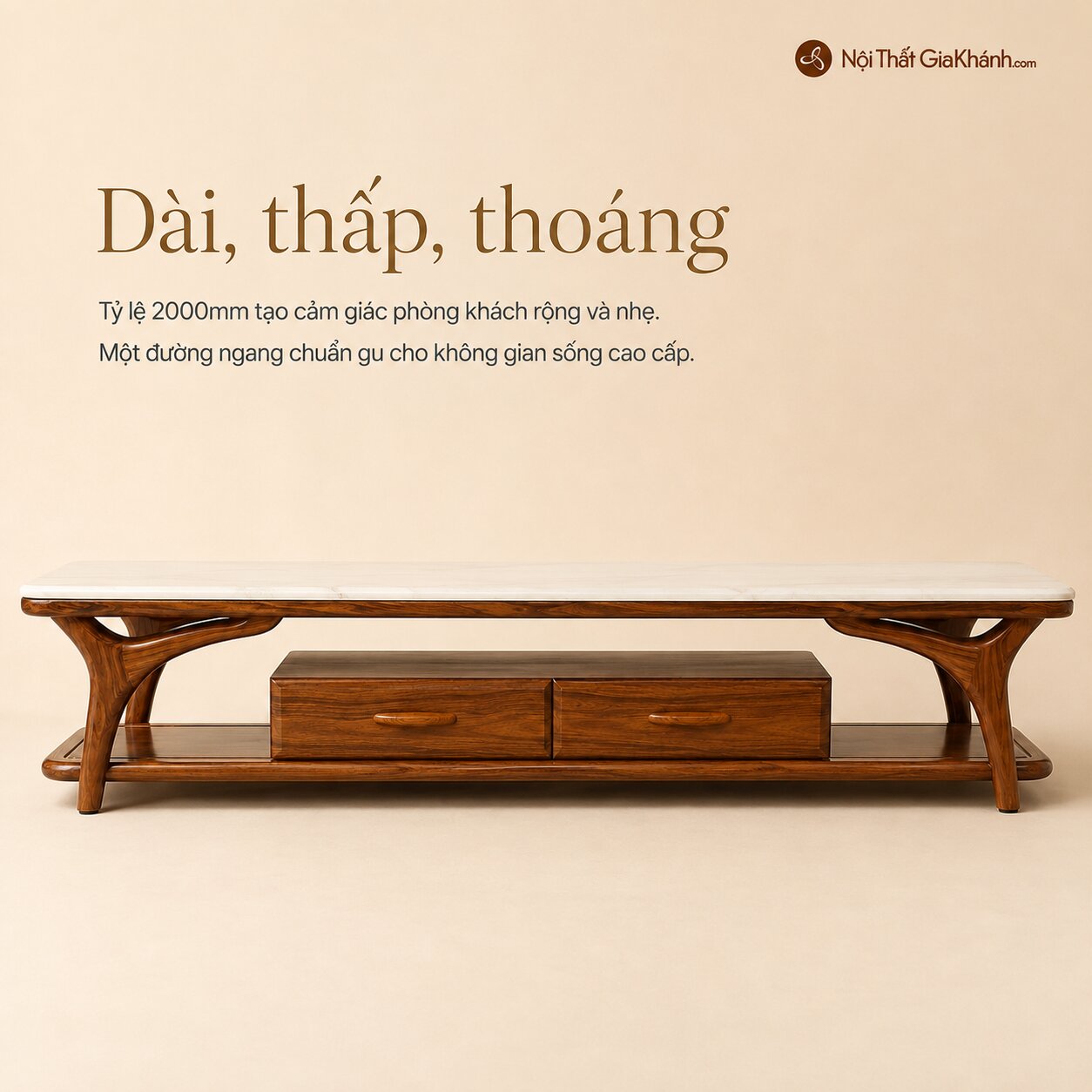 Kệ Tivi ARBOR - Kệ TV Gỗ Mun Nhập Khẩu Hiện Đại Mặt Đá KT1707