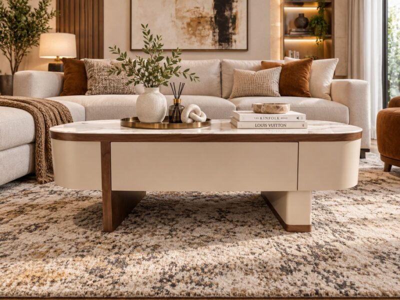 Bàn Trà MIRO - Bàn Sofa Hiện Đại Mặt Đá E2-58