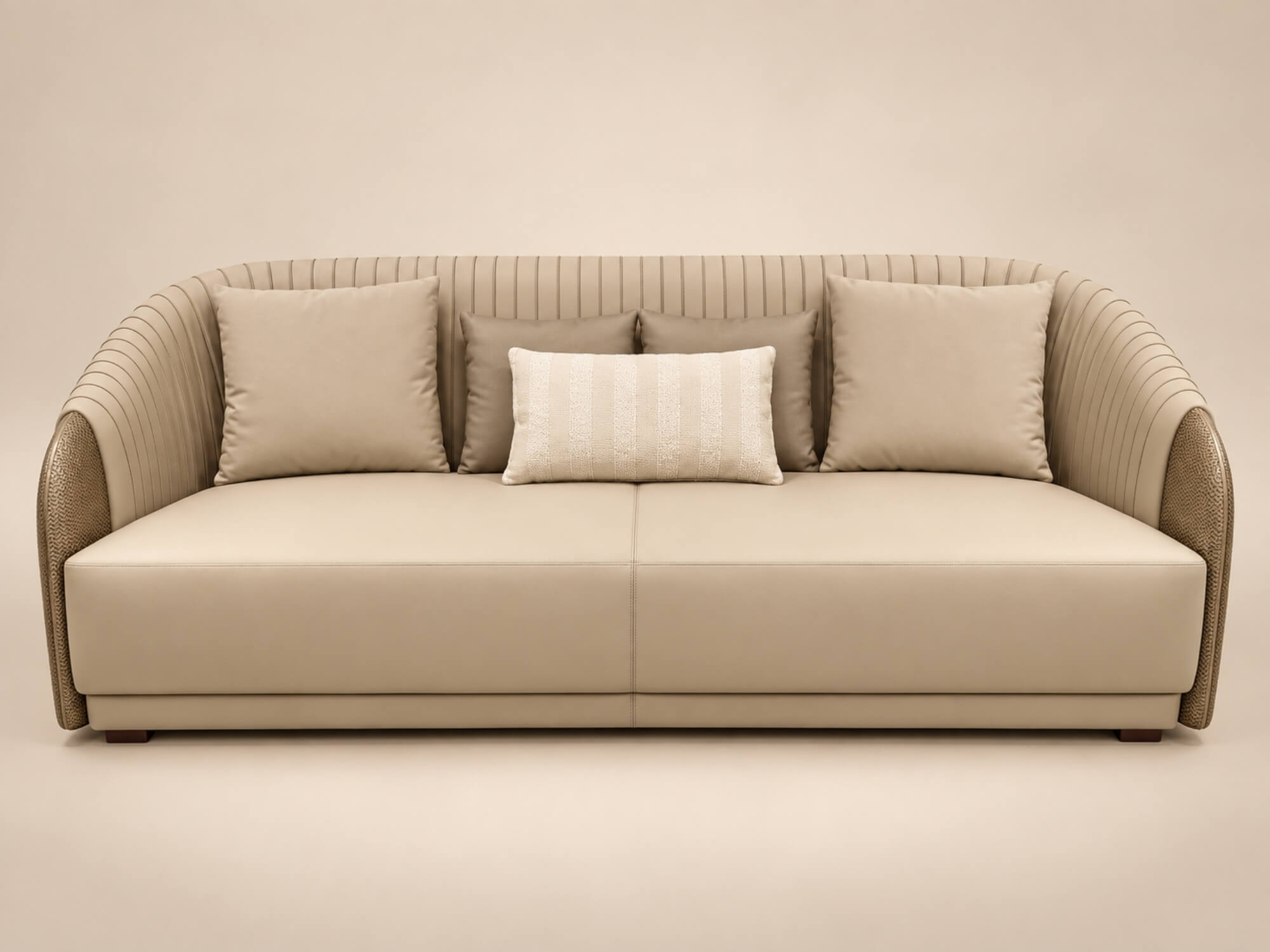 Sofa băng 2 ELOWEN được chụp chính diện trên nền trắng, nổi bật với thiết kế tối giản và sang trọng. Bề mặt bọc da napa mà…
