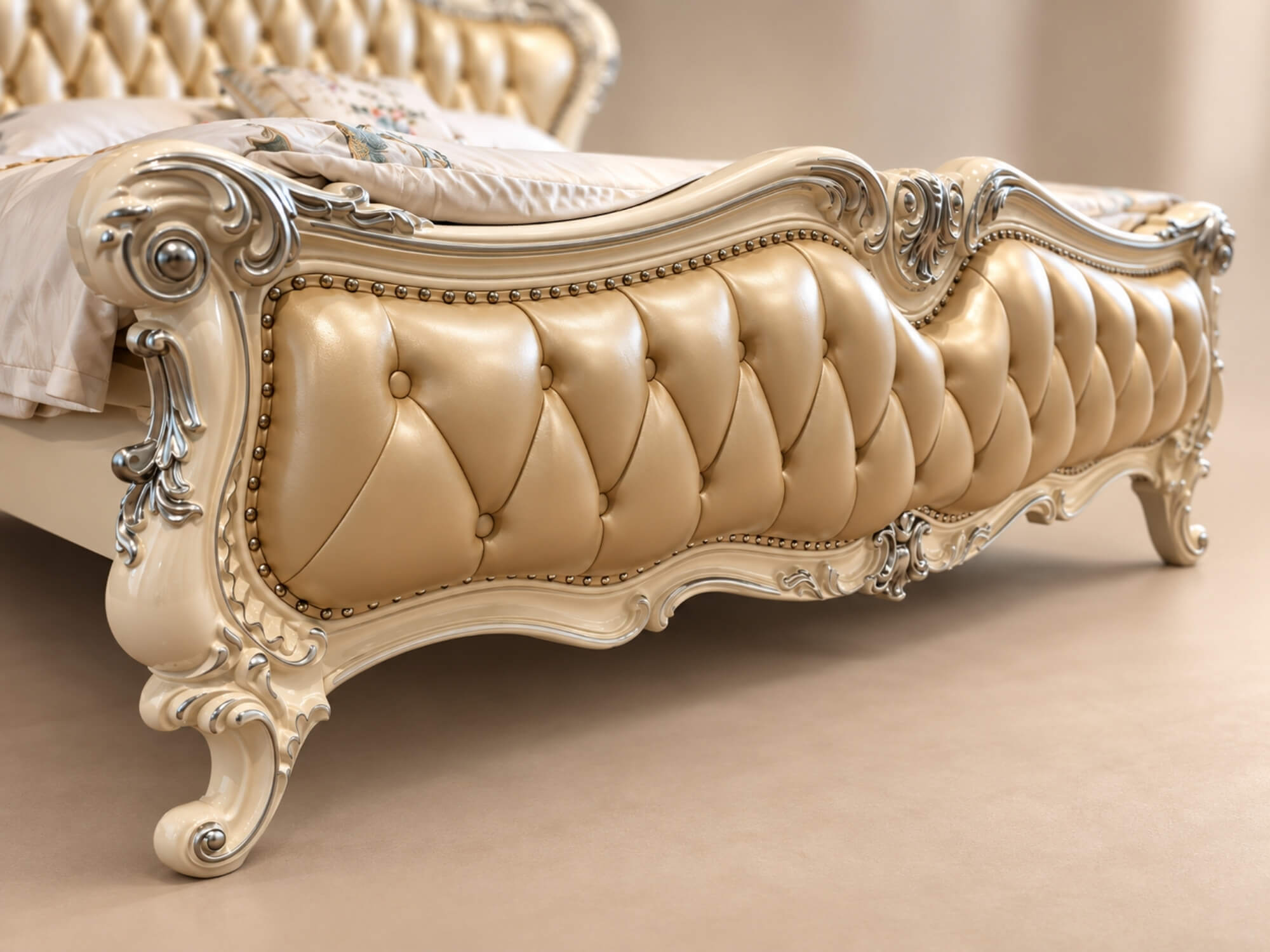 Giường Ngủ ROCOCO - Giường Bọc Da Tân Cổ Điển 1M8 GIB22-18 - Ảnh 3